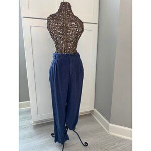 Free People | Linen Wide Leg Trouser Pants | Navy Blue | Size 8